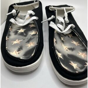 WOMENS CANVAS SLIP ON SHOES SNEAKERS WITH STARS WOMENS SIZE US 6.5 EU 37